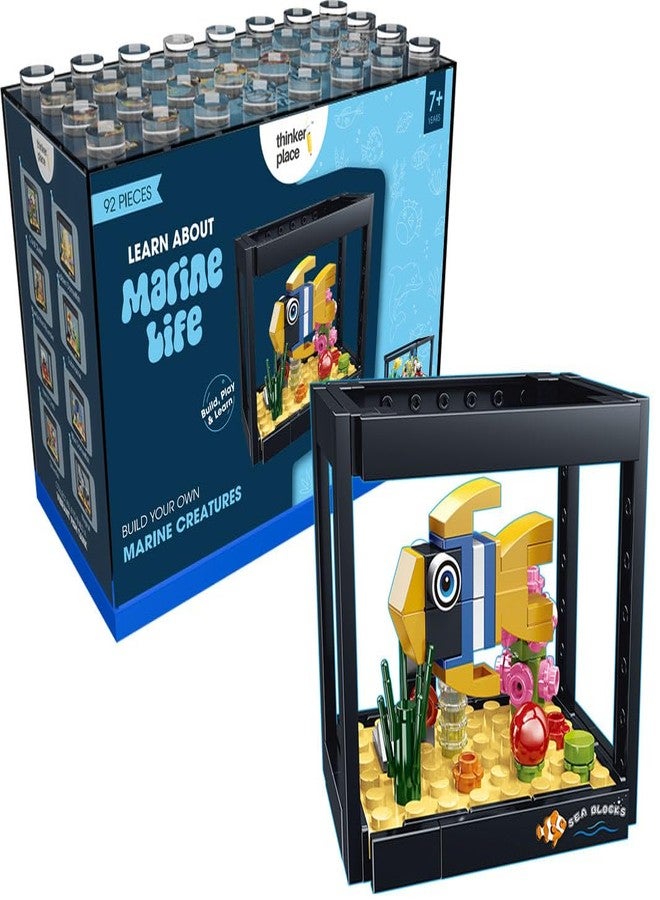 ThinkerPlace 8-in-1 Dream Ocean Fish Tank Blue-Spotted Flounder (92 Pieces) | Learn About Marine Life | Building Block Set for Kids Age 6+ | STEM Educational Toy | Build, Collect & Create - Image 1